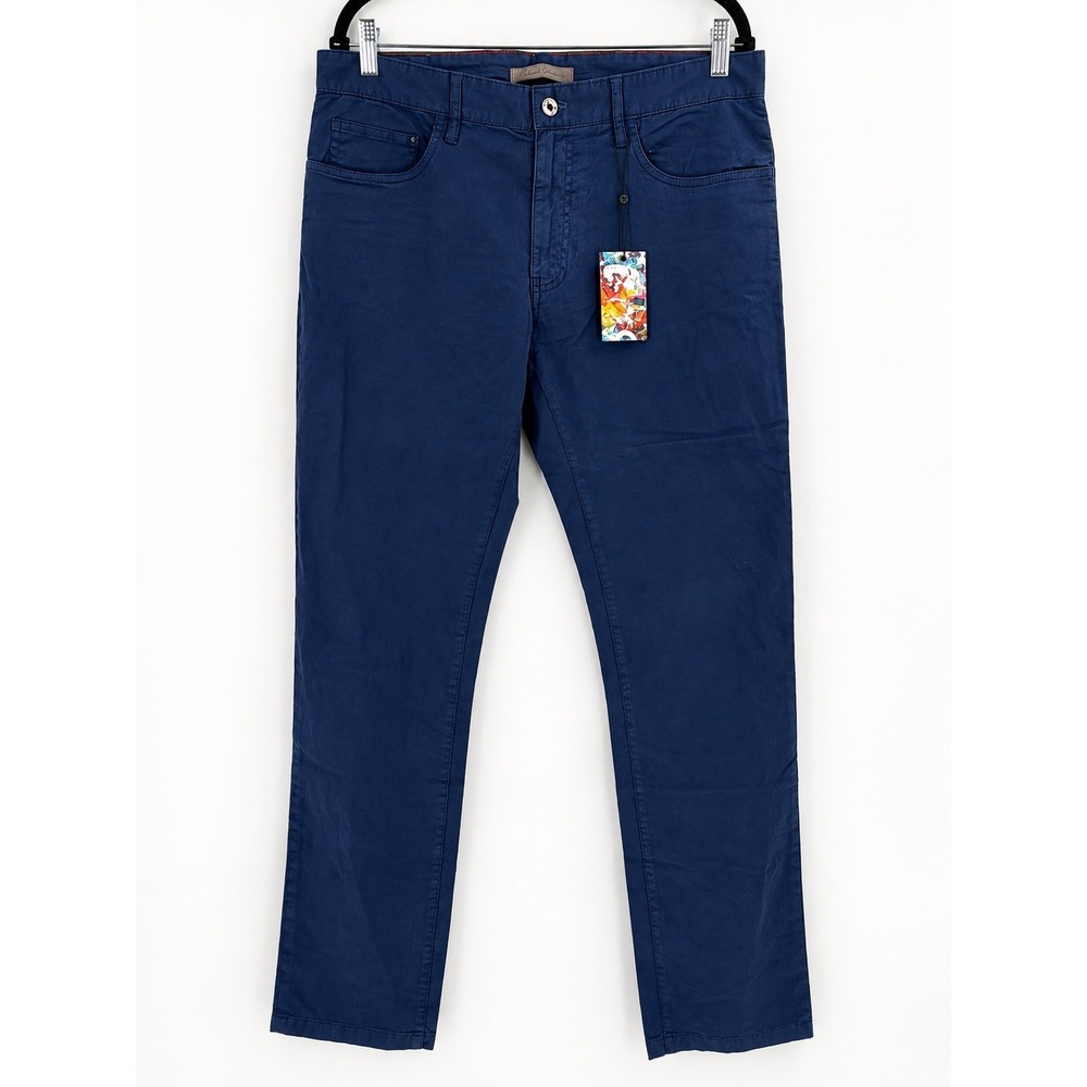 Robert Graham Chino Pants Mens 36x35 M Navy Blue Skull Rivet Topher Preppy NWT